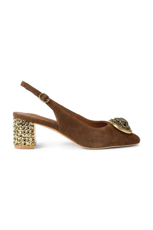 Kurt Geiger London czółenka z odkrytą piętą zamszowe Chelsea Block Slingback