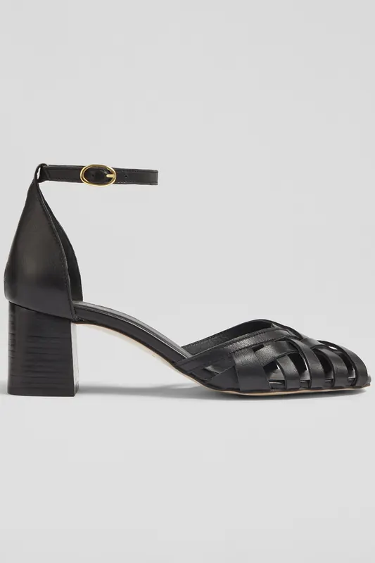 LK Bennett Fs Noemia Heel Plaited Fr Black Maat: 39 | Sandalen Outlet | Dames | Zwart