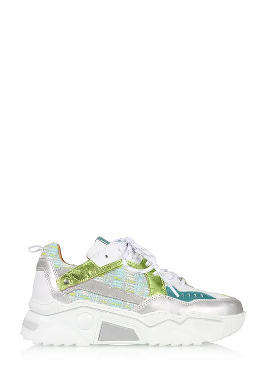 DWRS label Pluto Tweed Sneaker Aqua / Silver Maat: 41 | Sneakers Outlet | Dames | Zilver