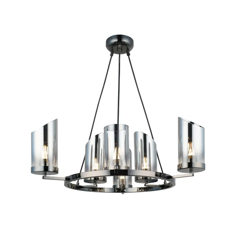 Żyrandol Padrela, Ø 68 cm, czarno-chromowany, 6-punktowy