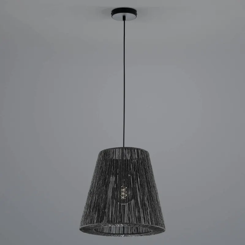 Lampa wisząca Rope z papieru, czarna, Ø 38 cm