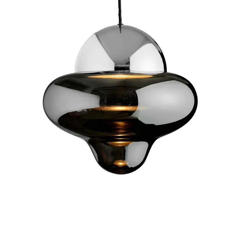 Żyrandol LED Nutty XL, kolor dymnoszary / chromowany, Ø 30 cm
