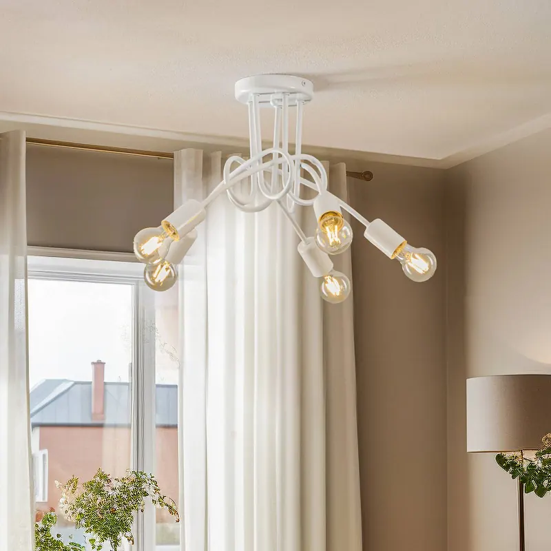 Lampa sufitowa Joiy, krzyżowa, 5-punktowa, biała