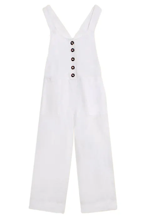 White Stuff Viola Linen Dungaree Natural White Maat: 6 REGULAR | Jumpsuits Outlet | Dames | Wit
