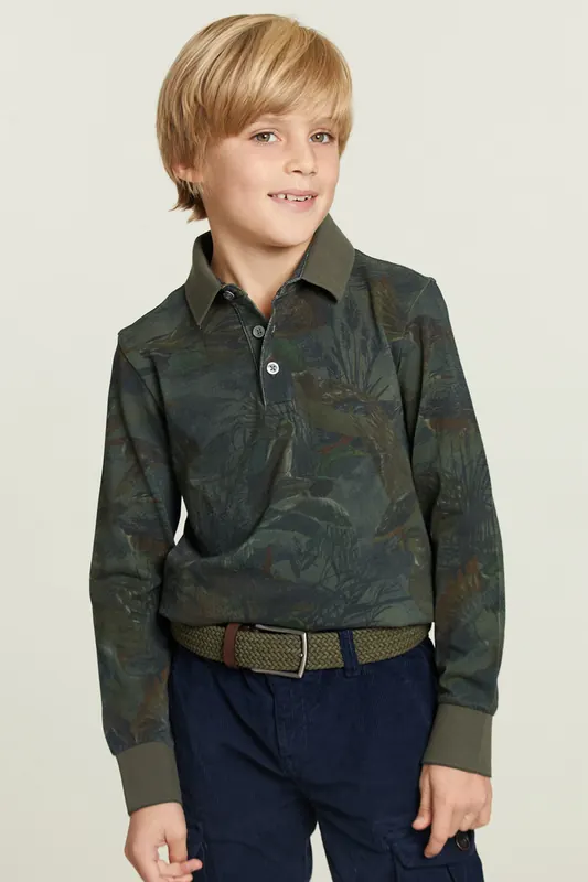 River Woods Floral Polo Long Sleeves Khaki Maat: 4 | T-Shirts Outlet | Unisex | Bruin