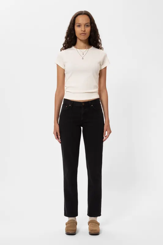 Nudie Jeans Shady Sadie Aged Black Maat: W28L34 | Straight Jeans Outlet | Dames | Zwart