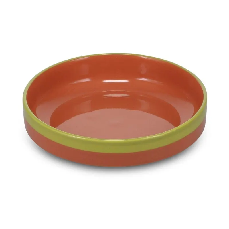 Zielony/pomarańczowy głęboki kamionkowy talerz ø 21 cm Duo – ONA
