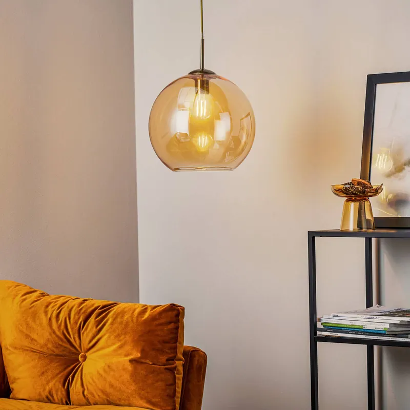 Lampa wisząca Balls z kulą kolor bursztynu 30cm