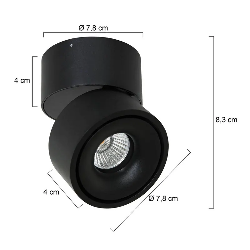 Reflektor sufitowy LED Fez, czarny, 1-punktowy, metalowy, obrotowy