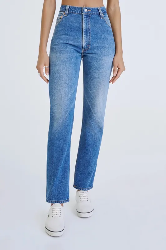 RE/DONE 70s Straight Indigo Maat: W28 | Straight Jeans Outlet | Dames | Blauw