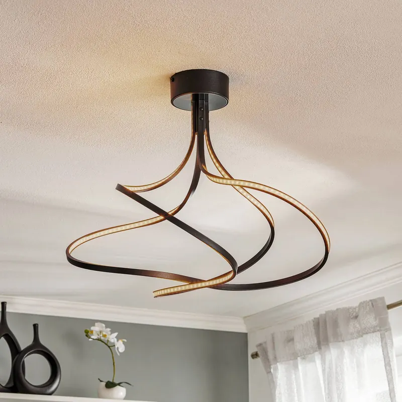 Lampa sufitowa LED Lungo czarna, wysokość 42 cm