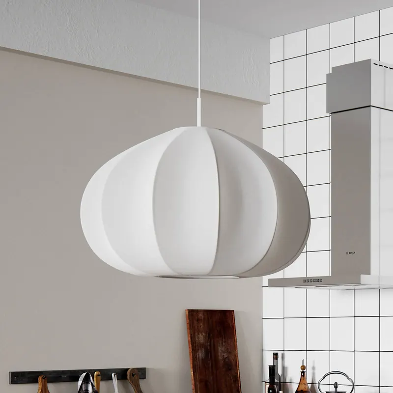 Lampa wisząca By Rydéns Ebba, biała, Ø 60 cm, tkanina, E14