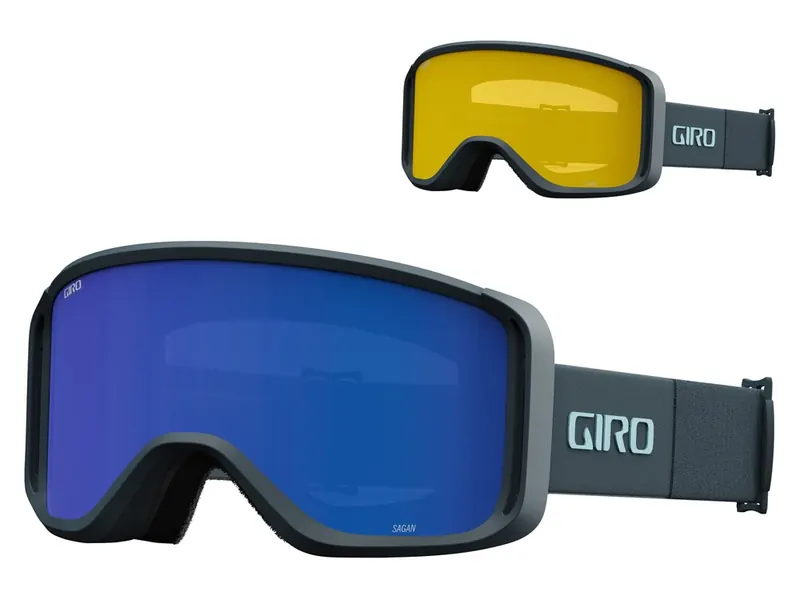 Gogle zimowe GIRO SAGEN ciemny SHARK THIRDS (szyba szary Cobalt  8-18% S3 + szyba żółty 71% S1)