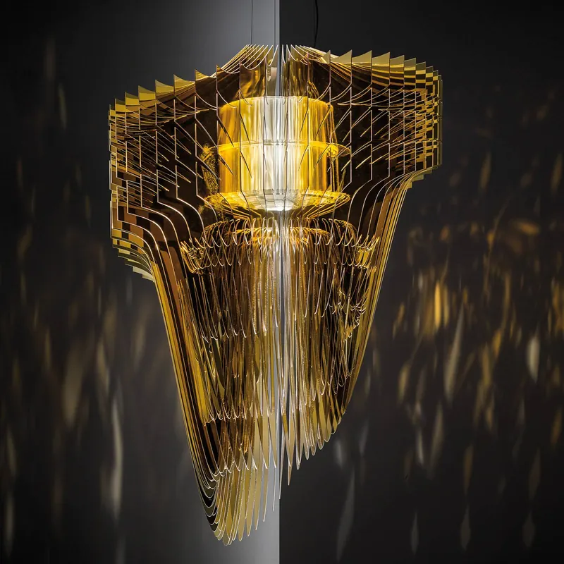 Żyrandol Slamp Aria M, złoty, Ø 60 cm