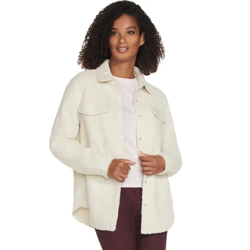 Skechers Sherpa Jacket JA182-CRW, Damskie, Beżowe, kurtki, poliester, rozmiar: L