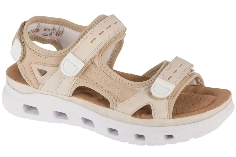 Rieker Sandals 64074-60, Damskie, Beżowe, sandały, skóra syntetyczna, rozmiar: 38