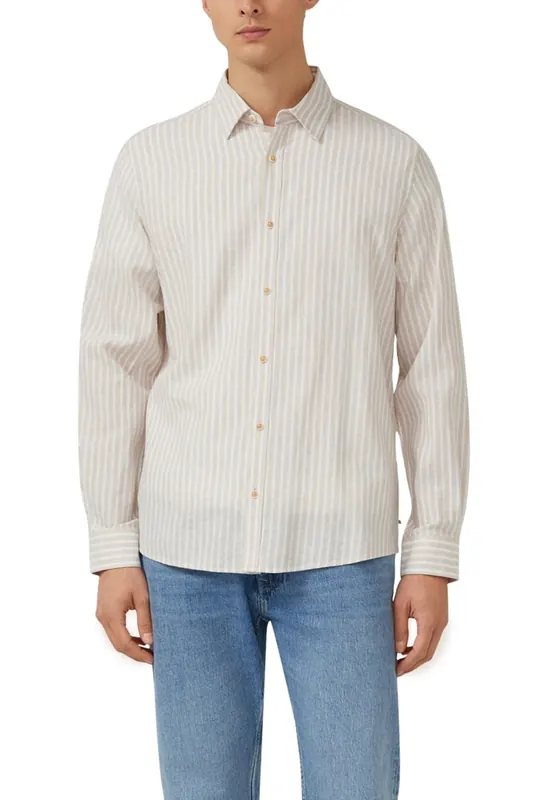 s.Oliver  Shirts Beige Maat: 3XL | Casual Overhemden Outlet | Heren | Beige