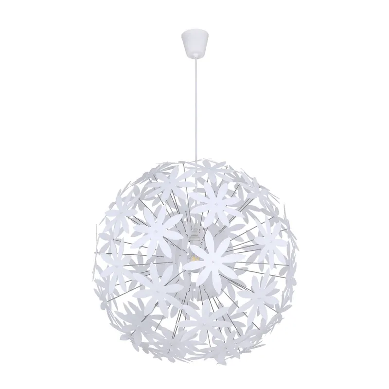 Lampa wisząca Stella z plastikowych kwiatów, biała