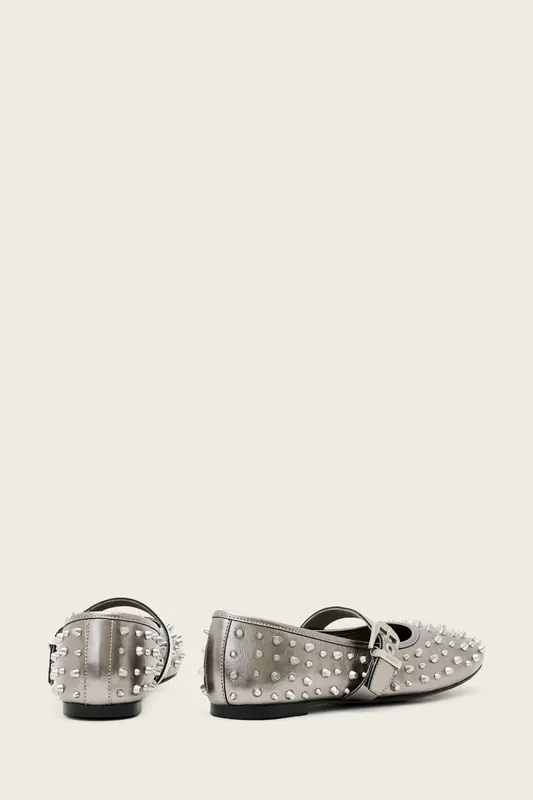 AllSaints Holly Stud Shoe Met Gunmetal Grey Maat: 37 | Ballerina's Outlet | Dames | Grijs