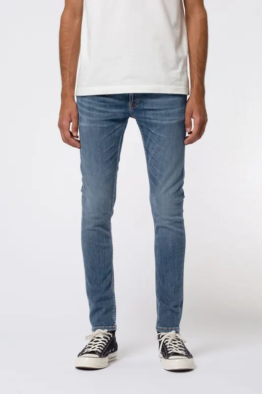 Nudie Jeans Skinny Lin Dark Blue Navy Maat: W24L36 | Slim Jeans Outlet | Unisex | Blauw