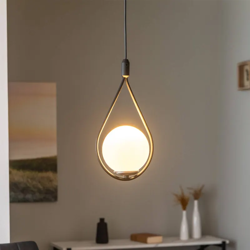 Lampa wisząca Mudoni MR-937 1-punktowa czarny/opal szkło