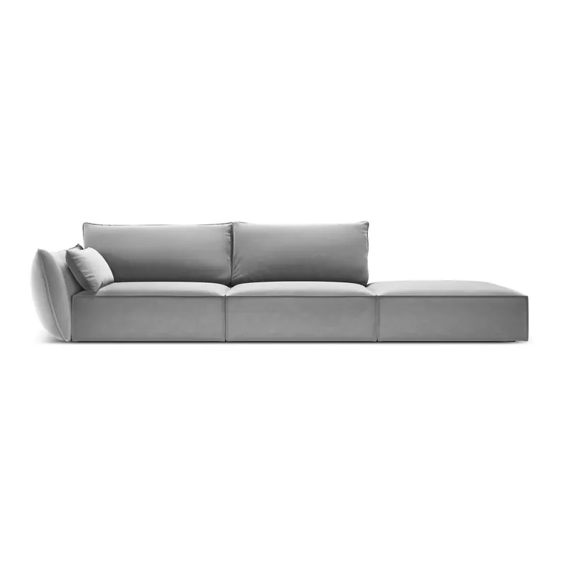 Jasnoszara aksamitna sofa lewostronna 264 cm Vanda – Mazzini Sofas