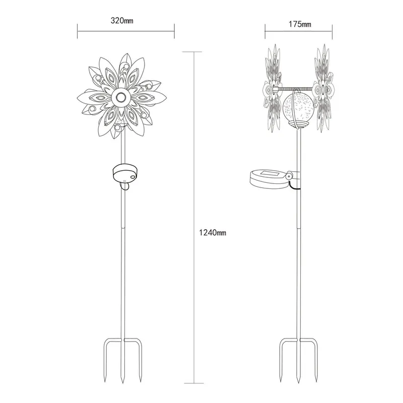 Lampa solarna LED 36578S, szpikulec, srebrny/czarny, metalowy