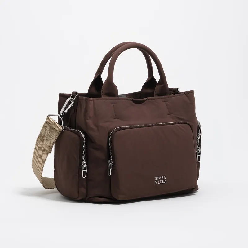 Torebka listonoszka Pocket duża nylon ciemnobrązowa