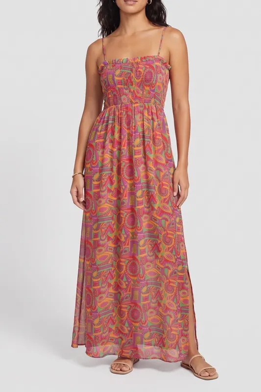 BA&SH Long Dress Fuschia Maat: S | Maxi Jurken Outlet | Dames | Roze