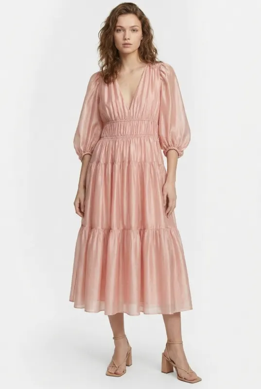 & Other Stories Femke Dress Orange Maat: M | Midi Jurken Outlet | Dames | Roze