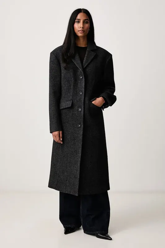 GANNI  Peacoat płaszcz z wełną damski