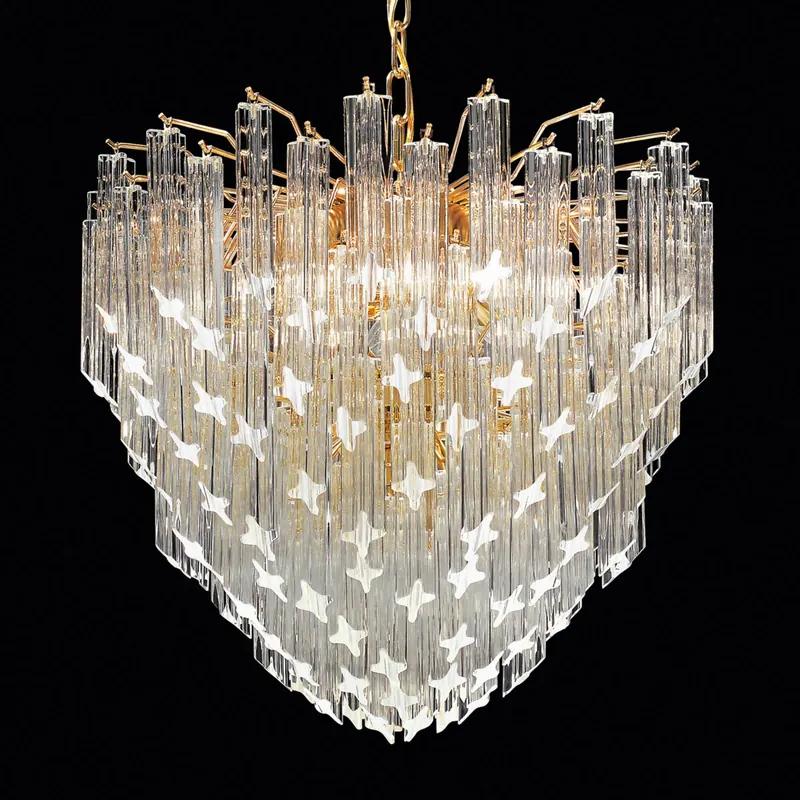 Lampa wisząca Pioggia, pozłacana 24 karaty, Ø 55cm