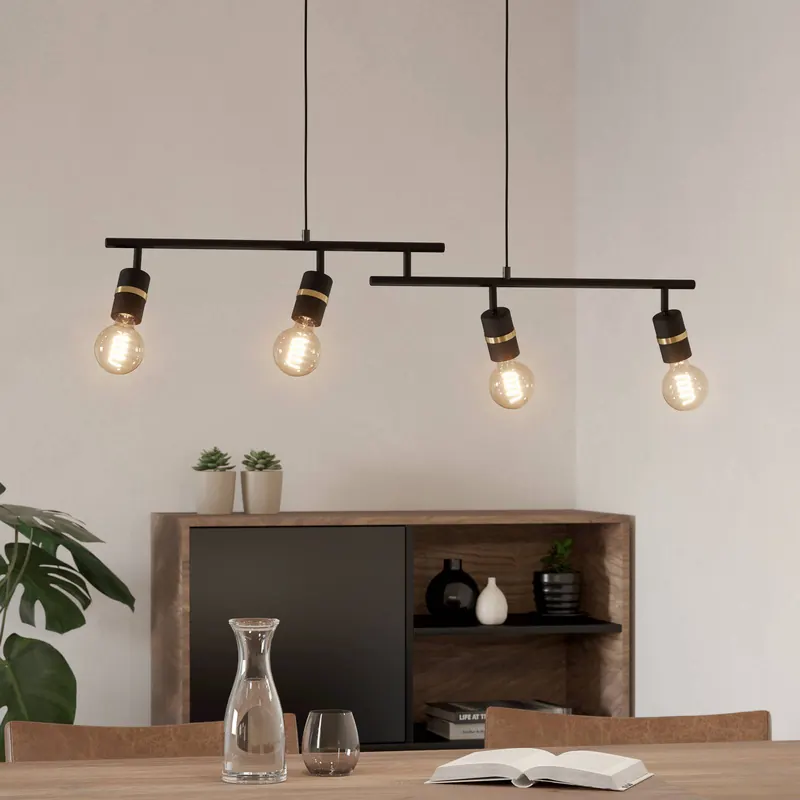 Lampa wisząca Lurone, czarna, 4-punktowa