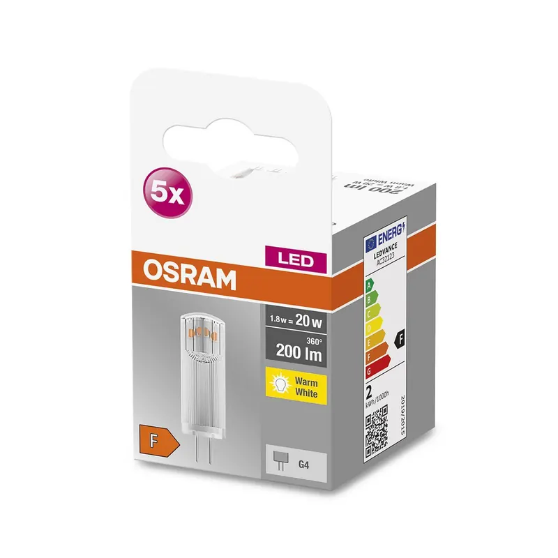 OSRAM Base PIN żarówka z trzonkiem sztyftowym LED G4 1,8 W 200 lm 5 szt