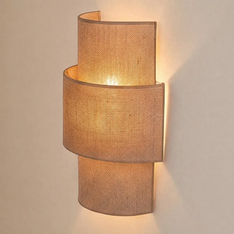Lampa ścienna „Nature”, juta, wysokość 41 cm, tkanina, światło skierowane w