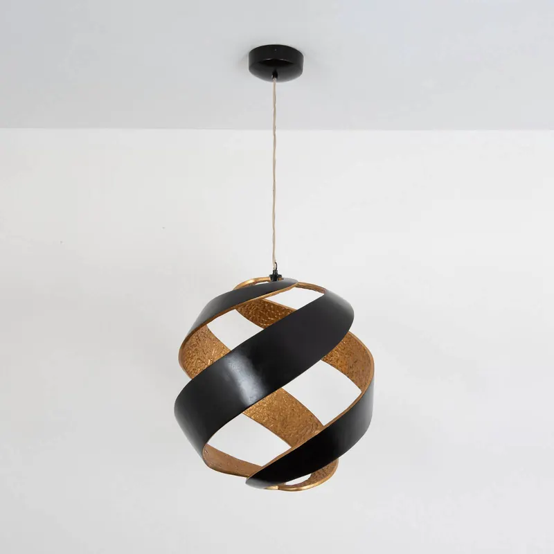 Żyrandol LED INFULUCE, czarno-złoty, Ø 52 cm, metalowy, ściemniany