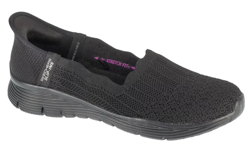Skechers Slip-ins: Seager - Believe It 158980-BBK, Damskie, Czarne, buty sneakers, tkanina, rozmiar: 41