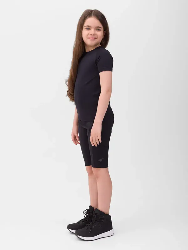4F Legginsy krótkie dziewczęce F436 czarne (146/152)