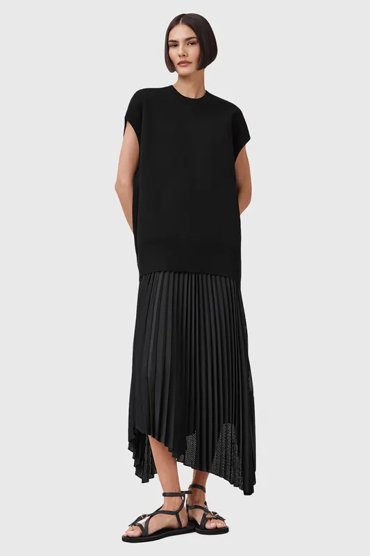 AllSaints Leia Harley Dress Black Maat: M | Midi Jurken Outlet | Dames | Zwart