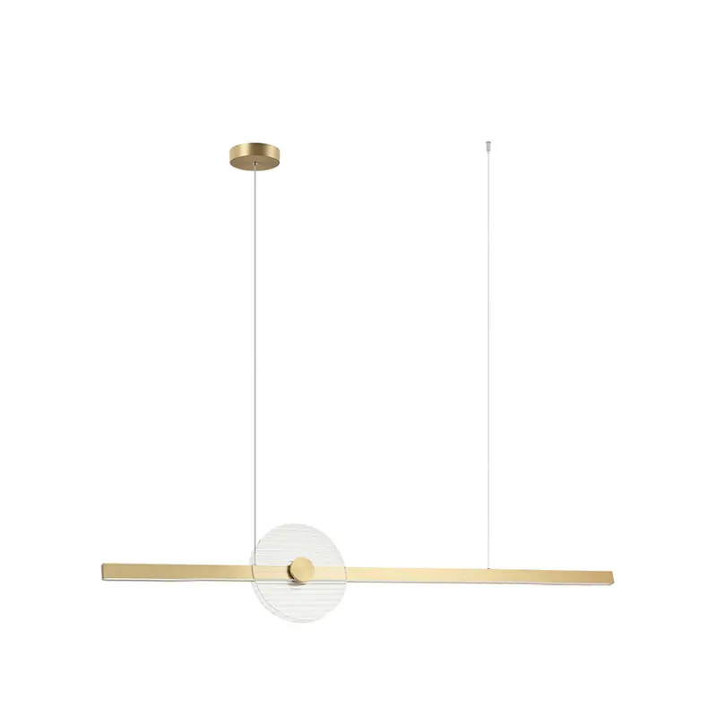 Żyrandol LED 25426, w kolorze złotym, długość 121 cm, metalowa, ściemniana
