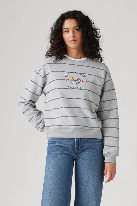 Levi's Gr Heritage Stripe Crew Crew Regatta Fla Maat: M | Sweaters Outlet | Dames | Grijs