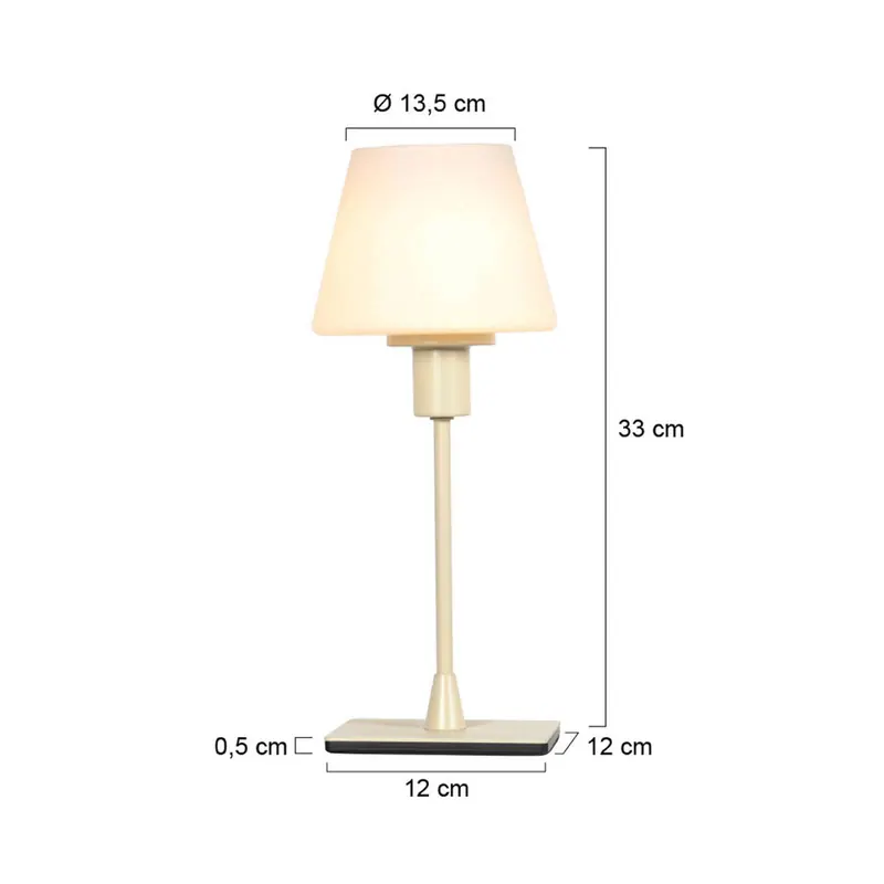 Lampa stołowa Ancilla, kolor kremowy, wysokość 33 cm, metal, szkło, E14