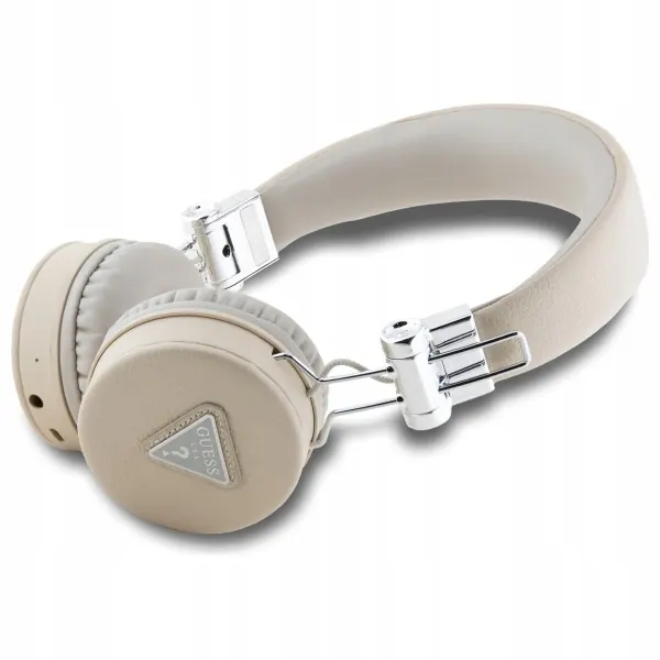 Słuchawki nauszne Bluetooth Guess Grained Classic Round Shape Enc beżowe