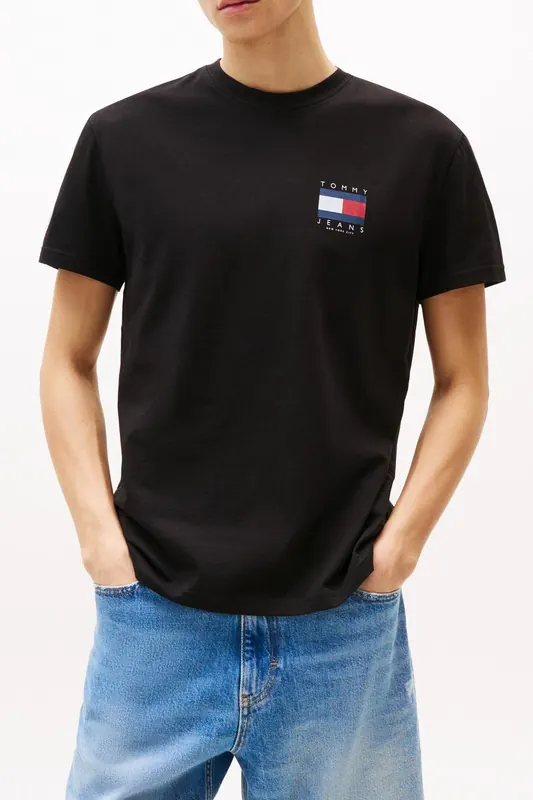 Tommy Hilfiger Tjm Regular Flag Graph T-shirt Black Maat: M | Basic T-Shirts Outlet | Heren | Zwart