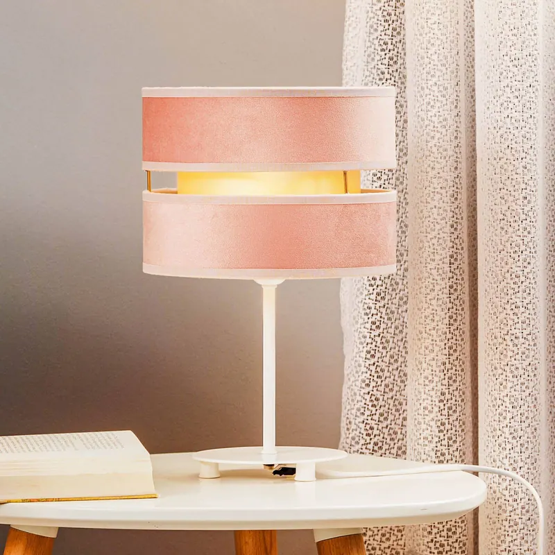 Lampa stołowa Golden Duo wysokość 30 cm jasnoróżowa/złota