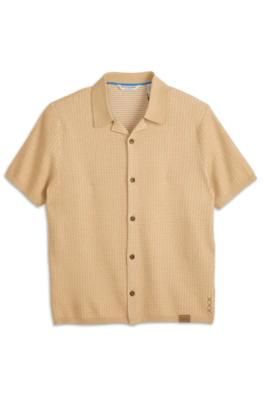 Scotch & Soda Button Front Sweater Top Travertine Maat: L | Sweaters Outlet | Heren | Beige