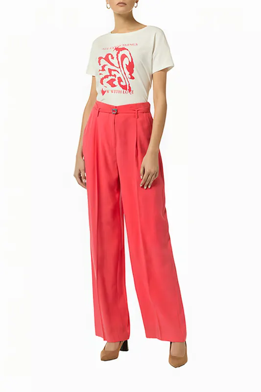 Comma  Pants Red Maat: 44 | Wijde Broeken Outlet | Dames | Roze