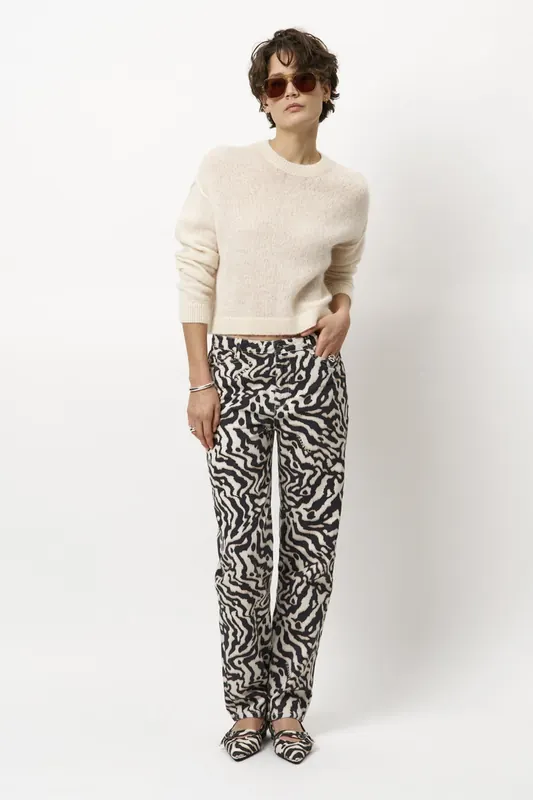 Dante6 -spotted Animalistic Jeans Black/cream Maat: 36 | Straight Jeans Outlet | Dames | Zwart