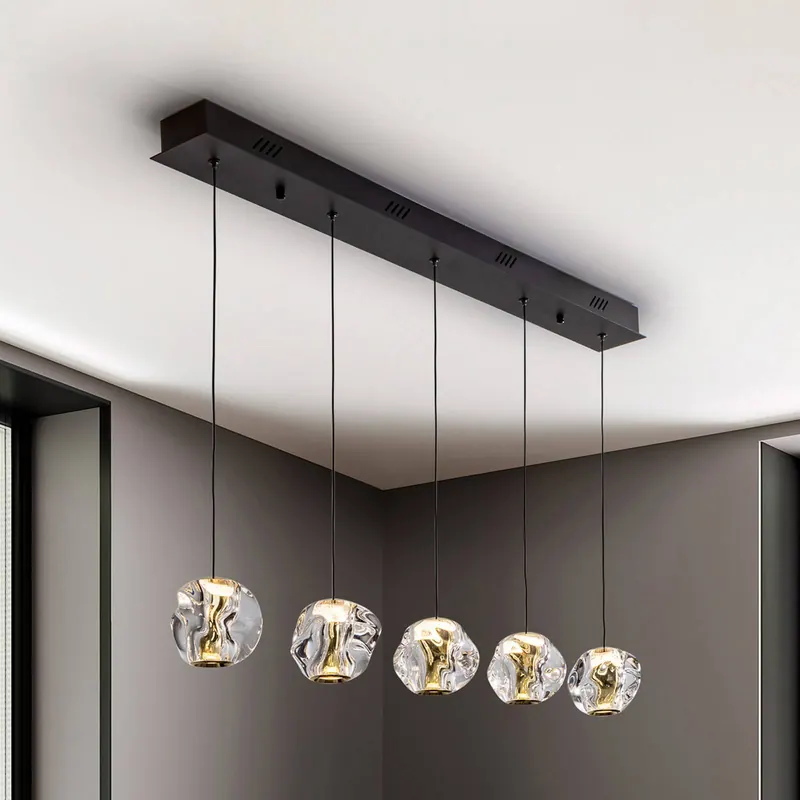 Lampa wisząca Zaria LED, 5-punktowa, czarny, przezroczysty, metal, akryl