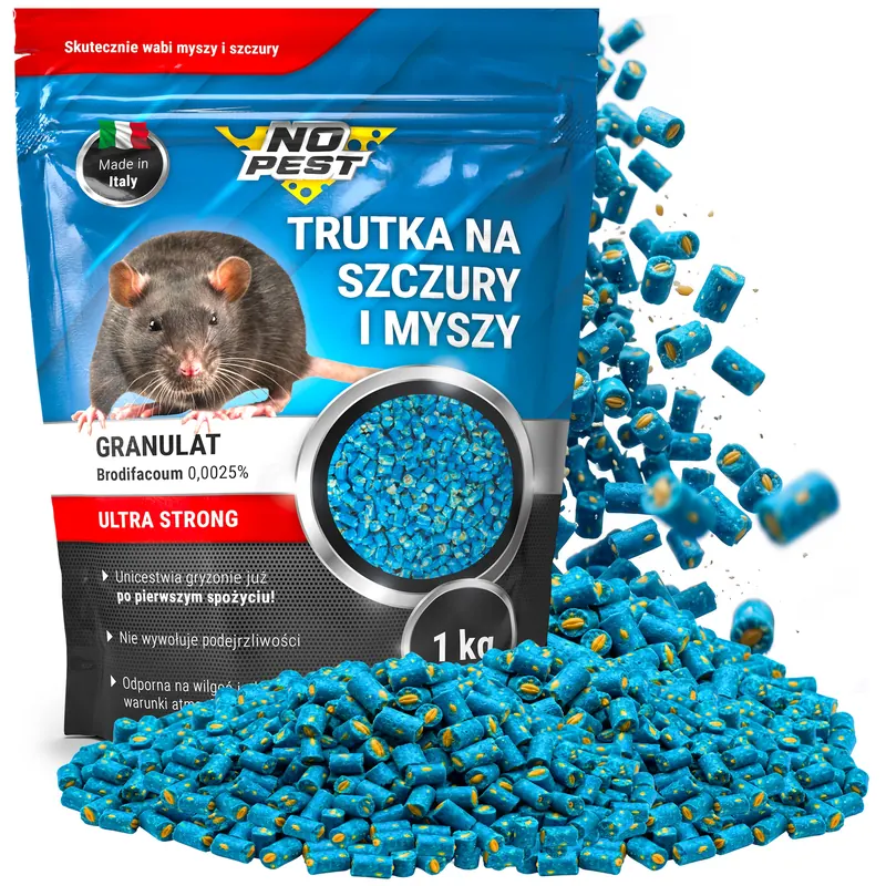 Trutka Na Szczury I Myszy Granulat Brodifakum No Pest 1KG Bardzo Silna